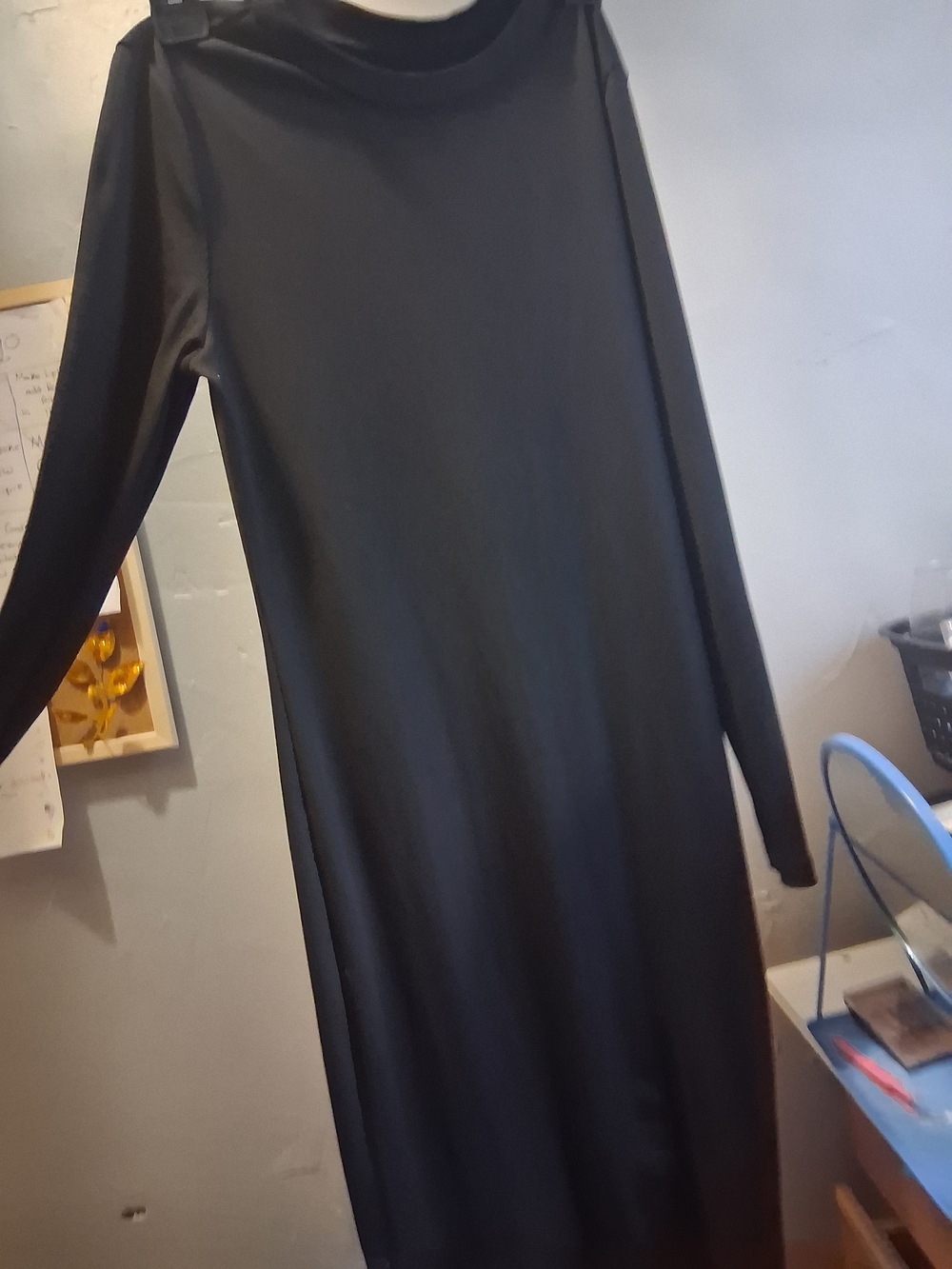 Black Long Sleeve Small Split  Maxi Dress - Classic Minimalist